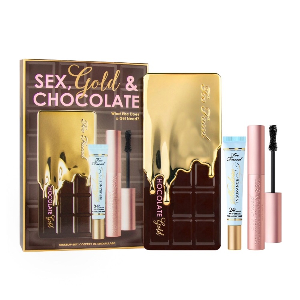 NIB Authentic Too Faced Sex, Gold & Chocolate